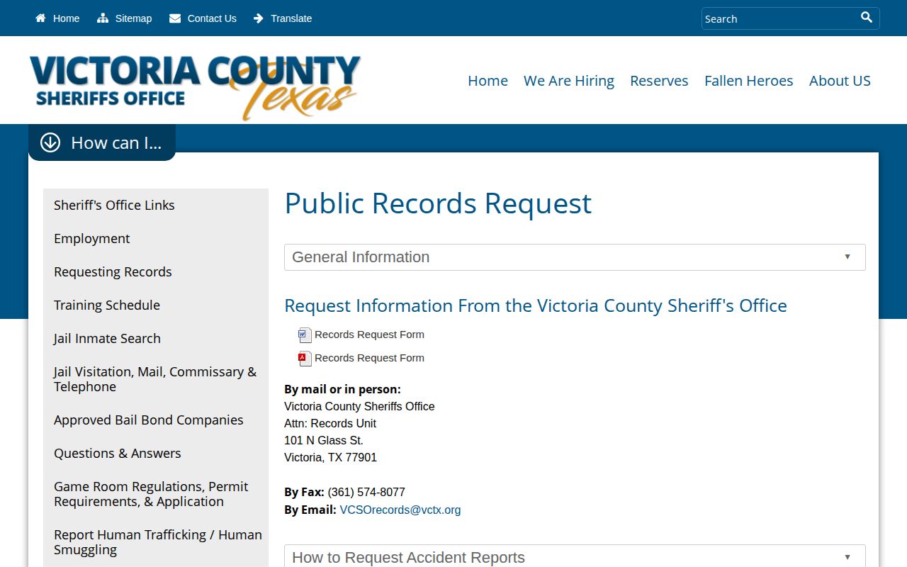 Victoria County released inmate records request channels
